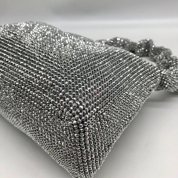 I.N.C International Concepts Silver Mesh Scrunch Shoulder Bag - Picture 8 of 11